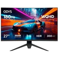 Odys Q27-X LED-Monitor (2560 x 1440 px, WQHD, 1 ms Reaktionszeit, 180 Hz, LED, 27" WQHD Gaming Monitor, 180 Hz, 1 ms, HDR, VA Panel, 125 % sRGB)