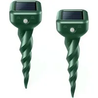 FELIXLEO Ultraschallreiniger Solar Maulwurfvertreiber 2er Pack IP65 3 Fach Vibration Garten