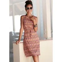 LASCANA Jerseykleid mit Ethnodruck und Gummizug in der Taille leichtes Sommerkleid, Strandkleid, Druckkleid, Trägerkleid