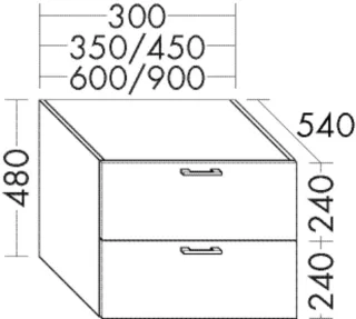 Burgbad Unterschrank Sys30 PG3 Diago 480x300x540 Weiß Hochglanz, WUSC030F1507 WUSC030F1507
