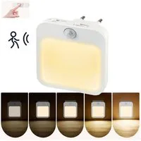 Jibenhome LED Steckdosenleuchte Nachtlicht 3 Modi (EIN/AUTO/AUS) mit Bewegungsmelder, Plug-in, Warmweiß, LED fest integriert