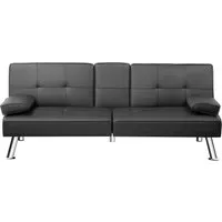 Furnify Schlafsofa LINN 170 cm aus Kunstleder Klappsofa mit Schlaffunktion, mit Getränkehaltern & Kissen