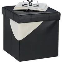 relaxdays Sitzhocker Kunstleder Sitzhocker mit Stauraum (Einzelartikel, 1 St., 1-teilig), schwarz