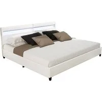 HOME DELUXE Kunstlederbett LED Bett mit Schubladen - 200 x 200 cm / 270 x 200 cm (inkl. Schubladen), gepolstertes Kopfteil, LED Beleuchtung, Familienbett, Stauraumbett