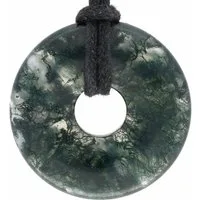 Lebensquelle Plus Edelstein Moosachat Donut, 30 mm Anhänger + Baumwollband