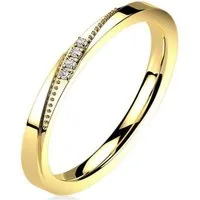 BUNGSA Fingerring 54 (17.2) Goldener Ring schmal mit Kristallen Zierleiste Edelstahl (Ring, 1-tlg), Frauen Mädchen