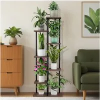 Simloveve Blumenständer pflanzenständer 7 Etagen blumenständer wohnzimmer (7 Etagen Pflanzentreppe, Pflanzenregal Standregal, 1 St., Hölzern und Metall Mehrstöckig Pflanzenständer), für Innen Wohnzimmer Deko Garten Balkon