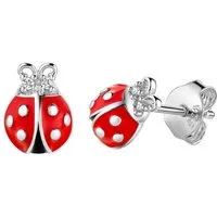 Firetti Paar Ohrstecker Schmuck Geschenk Silber 925 Ohrschmuck Ohrringe Marienkäfer, mit Zirkonia (synth)