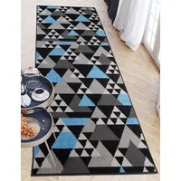 Mazovia Läufer Läufer Flurläufer Modern für Vorzimmer 80 cm Breit Grau Blau, 80 x 100 cm, Kurzflor, Meterware, Höhe 8 mm