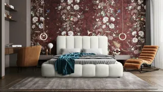 Polsterbett Doppelbett HEDA 140x200cm Komplettset in Stoff Perfect Harmony Al...