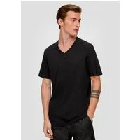 s.Oliver T-Shirt T-Shirt V-Ausschnitt, kurzarm, Baumwolle, einfarbig