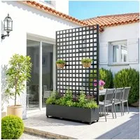 casa.pro Blumenkasten, mit Trennwand »Toma« Rankhilfe Stahl 190x82x38 cm Schwarz