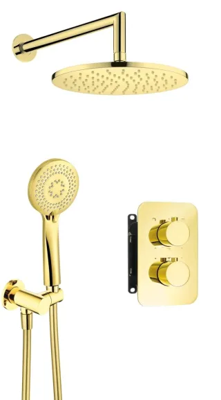 Neuesbad Unterputz Duschtermostat-Set rund, Oberfläche: gold NB1DEBXYZGEBT1