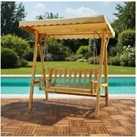 Feel2Home Hollywoodschaukel Hollywoodschaukel Natur/Beige Gartenbank Outdoor Hängeliege Sonnendach, 2-Sitzer, Schaukel, Stück, 1 tlg., 1 x Hollywoodschaukel inkl. Montageset, UV-beständig & Regendicht