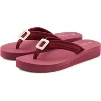 LASCANA Sandale, Badeschuh, Pantolette, Badelatsche, Flip Flop Badezehentrenner Zehentrenner mit Zier-Applikation VEGAN