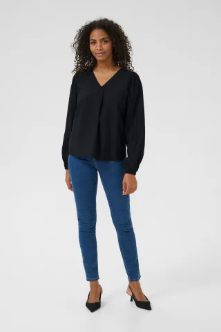 Langarm-Bluse Regular fit Black