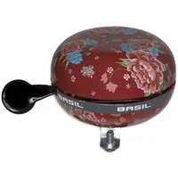 Basil Fahrradklingel 2-Klang / Glocke Ding Dong Bloom, Scarlet Red mit Blumen, XXL Ø 80mm
