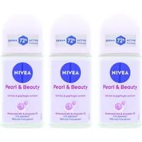 Nivea Deo-Roller 3 x NIVEA Pearl & Beauty Deo Roll On Antitranspirant je 50 ml Blumig