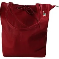 FLORENCE Schultertasche Florence ital. Shopper Echtleder Damen (Schultertasche), Damen Shopper, Schultertasche Leder, rot ca. 28cm