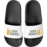 MoonWorks Badeschlappen Lustig Spruch Lecker Bierchen Badelatschen Herren Damen Badesandale