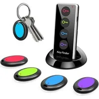 MOPUEA Schlüsselanhänger Key Finder, Wireless Key Tracking Locator mit LED-Leuchten (Schlüsselfinder Mit 30–40 m Reichweite Und 80 dB Signalton, 1-tlg., Kabelloser Schlüsselfinder Für Schlüssel Geldbörse Haustier Handy), 4er Set Schlüsselfinder Mit F