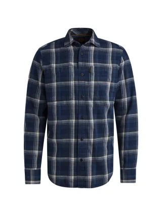 PME Legend - Long Sleeve Shirt Indigo Yd Check real indigo - Gr. - XXL