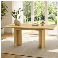 Flieks Esstisch ausziehbarer Küchentisch (1-St., Länge140-180x80 cm, geeignet für 6-8 Personen), erweiterbarer Tisch rechteckig Schreibtisch Bürotisch Holzoptik Natur