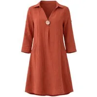 WENOR Tunikakleid Damen Musselin Bluse Sommerkleid V-Ausschnitt
