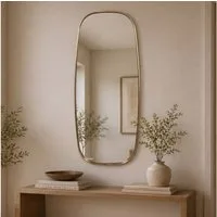 FINEBUY Spiegel Flurspiegel 122cm Spiegel Metall Rahmen modern Hängespiegel FB117117 (Eleganter Hängespiegel mit feinem Goldrahmen), Flexibel horizontal oder vertikal montierbar