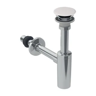 Geberit Waschbeckenablauf 151019011 d= 32/40mm, Ventilabdeckung, Abgang horizontal, weiß/hochglanz-verchromt