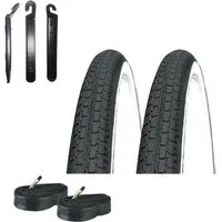maxxi4you Fahrradreifen 2 x Kenda K-127 28" Schwarz/Weiß 47-622 + 2 DV + Heber