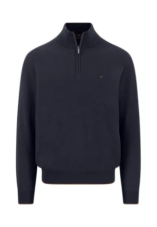Fynch Hatton - Strickpullover mit Troyer blau - Gr. - L