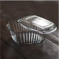 Pasabahce Auflaufform 2-Teilig Auflaufform Glasbräter 2,6L eckig mit Deckel Bräter, Glas, (1-St)