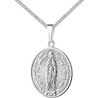 JEVELION Kettenanhänger Madonna Milagrosa Anhänger 925 Silber massiv-Made in Germany (Schutzanhänger, für Damen und Herren), Mit Silberkette 925 - Länge wählbar 36 - 70 cm oder ohne Kette.