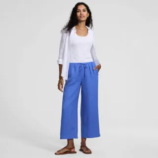 Weite Premium Reinleinen-Schlupfhose in 7/8-Länge, Damen,  Blau, Leinen, by Lands' End