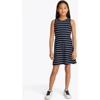Tommy Hilfiger Jerseykleid LINEN JERSEY DRESS SLVLS mit Streifenmuster, mit Logostickerei