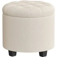 SONGMICS Sitzhocker rund, Fußhocker mit Stauraum, Schminkhocker mit Füßen, bis 150 kg belastbar, für Wohnzimmer Schlafzimmer,45 x 45 x 44,5 cm
