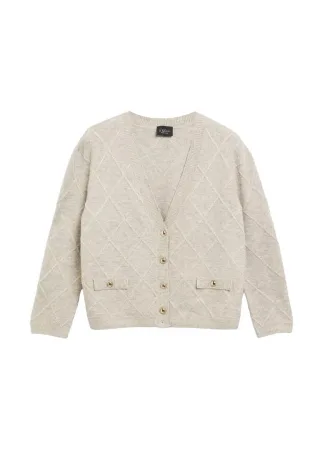 s.Oliver BLACK LABEL - Strickjacke mit V-Ausschnitt beige - Gr. - 46