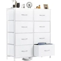 IDEASY Schubkastenkommode Kommode mit 8 Schubladen, Schlafzimmer Stoffkommode Kleiderorganizer (93×80×30cm), Wasserdichter, rutschfester Aufbewahrungsschrank mit Metallrahmen