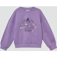 s.Oliver Sweatshirt Sweatshirt Oversized Sweatshirt mit Frontprint und Blüten-Applikation