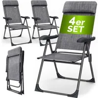 Casaria Gartenstuhl, Klappbar 4er Set 7-fach Verstellbar Alu mit hoher Rückenlehne