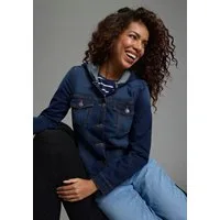 Arizona Jeansjacke mit Kapuze, Regular Fit, mit Knopfleiste, mit Knopf-Applikationen