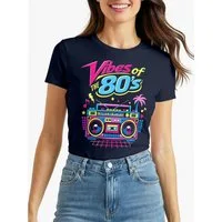 MoonWorks Print-Shirt Damen T-Shirt - 80s-DIY-Outfit- Fasching Karneval Ersatz Verkleidung mit Print