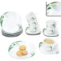 MamboCat Kaffeeservice 18tlg Kaffeeservice White Calla Porzellan 6 Pers. Tassen Untertassen, Porzellan