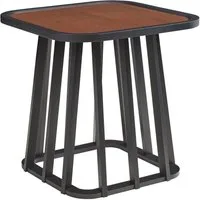 en.casa Beistelltisch, »Burgess« 51 x 51 x 51 cm mit Bambusgestell Schwarz/Walnussoptik