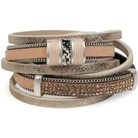 styleBREAKER Wickelarmband Wickelarmband mit Strass, Gliederkette, 3-Reihig (1-tlg)