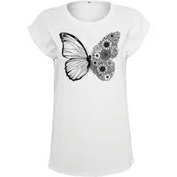 Youth Designz Print-Shirt Floral Schmetterling Damen T-Shirt Statement Geschenk Frauen Motiv mit modischem Blumen Print für Frauen