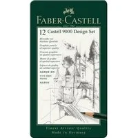 Faber-Castell Bleistift Castell 9000 Bleistift, (Design Set, 12-tlg), 12er Metalletui