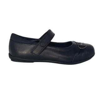 Pretty Green - "Loreto" Schul-Uniform-Schuhe für Mädchen, Leder, gepolstert, Flach (Schwarz)