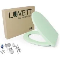 LUVETT WC-Sitz C100 mit Absenkautomatik, Duroplast sanitär, Universelle O-Form (Komplett-Set, Inklusive 3 Befestigungsarten), mit Original SoftClose® Absenkautomatik, Duroplast
